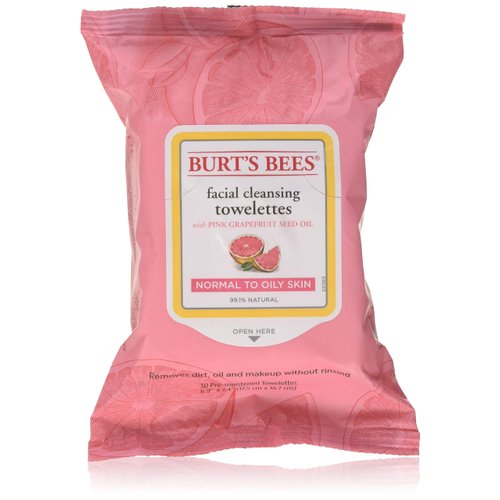 Burt's Bees Facial Cleansing Towelettes, Pink Grapefruit 30 ea (Pack of 2)