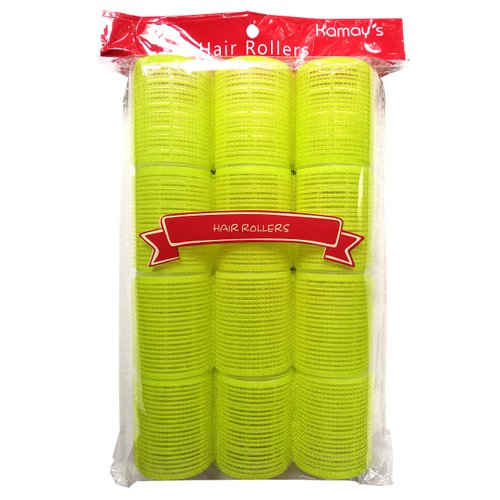 Jumbo Self Grip Holding Hair Curlers Rollers Grip Cling Nylon Plastic Sticky Curling Tools Pro Salon Hairdressing Curlers Or DIY Curly Hairstyle (Randomcolor Premium Styling 48mm/1.9" 12PCS)