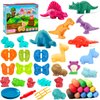 Dinosaur Playdough Sets for Kids Ages 4-8, Play Dough Toy Set with Dinosaur and Animal Molds Playdough Tools Accessories, Modeling Clay Kit Dough Accessories for Kids Girls Boys 3 4 5 6 7 8 Year Old