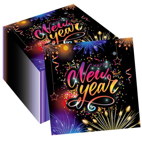 New Years Eve Party Napkins, 40PCS New Years Eve Napkins Disposable, New Years Eve Party Supplies Birthday Decorations, New Years Eve Party Dinner Paper Napkins for Wedding, Theme Party, 6.5 Inch