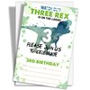 YQV Dinosaur 3rd Birthday Party Invitations, 20-Count Dinosaur Three Rex Birthday Party Invites With Envelopes-HBYQK-B54