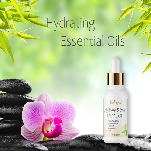 Deluvia Hydrate & Glow Facial Oil, Face Oil for Dry Skin, Sensitive Skin, Grapeseed Oil for Skin, Essential Oils for Face Care, Face Moisturizer, Skin Care by Deluvia