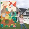 Tyrannosaurus Rex T-REX Tanystropheus Triceratops Pterodactylus Dinosaur Toss Games Banner Backdrop Volcano Tropical Dino Theme Decor Decorations for Safari Wild One Birthday Party Supplies Favors