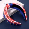 CEALXHENY 4th of July Headbands for Women, 4th of July Accessories, American Flag Patriotic Headbands, Rhinestone Pearl Knotted Headbands Beads Embellished Jeweled Headbands Holiday Gifts (US Flag A)