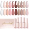 Beautpal Nude Gel Nail Polish Set, 10 Colors Neutral Pink Blush Nude Glitter Gel Polish All Seasons Skin Tones Soak Off Manicure Home DIY Nail Art Design Starter Kit Salon Quality Gift for Women Girls