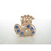 Generic small mini gold metal crystal hair claw clip (Primary color: Blue), 1 Count (Pack of 1)