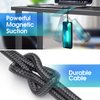 Magnetic Charging Cable [7-Pack 1.6FT/3FT/3FT/3FT/6FT/6FT/10FT] 540° Rotating Magnetic Phone Charger 3 in 1 Magnetic Cable Nylon Braided USB Charger Cable for Micro USB/Type C/iProduct Device-Black