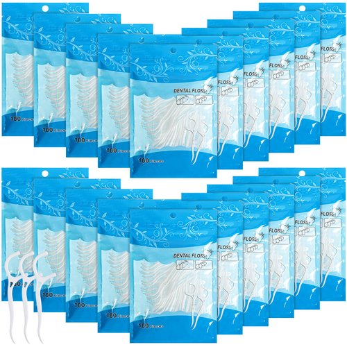 Maxcheck 2000 Count Floss Picks Bulk Natural Dental Floss Picks Toothpicks Sticks High Pull Tooth Flosser Picks Sustainable Floss Picks for Teeth (White)