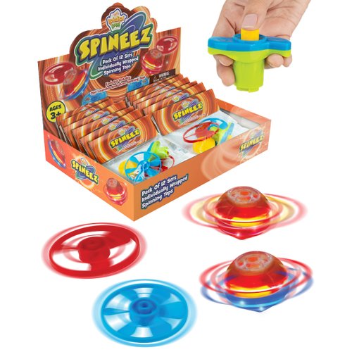 IPIDIPI TOYS Light Up Spinning Tops and Flying Saucer Disc - UFO Light Up Spinner Toy - Stocking Stuffers, Kids Party Favors, School Prize Box Toys, Goodie Bag Fillers (Orange, Set of 12, 36 PCs)