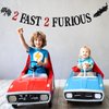 2 Fast 2 Furious Banner - Race Car Theme Party Bunting Sign, Child's 2nd Birthday Decorations, Second Birthday Party Decorations Supplies