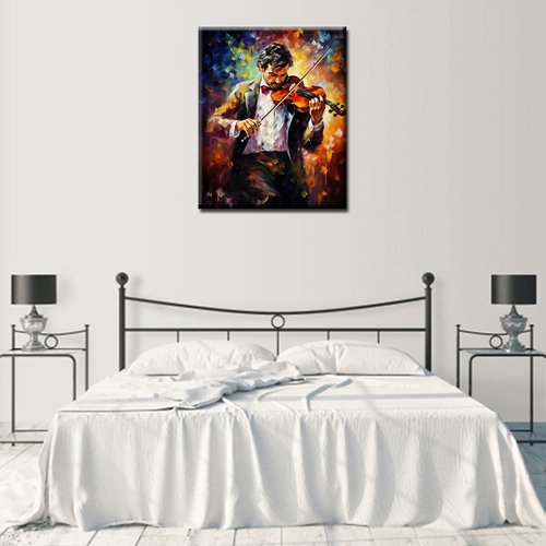 Gentleman Boy Playing Violin Oil Painting Musician Men Paint by Number Kits 16 x 20 inch Canvas Decor Landscape DIY Paintwork for Kids Adults Beginner with Brushes and Acrylic Pigment (without Frame)