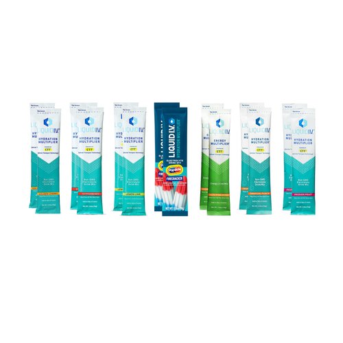 Liquid Hydration Multiplier Variety Pack | 14 Pack 7 Flavors | Strawberry, Golden Cherry, Yuzu Pineapple, Firecraker, Tropical Punch, Lemon Lime, Passion Fruit | Easy Open Single-Serving Sticks