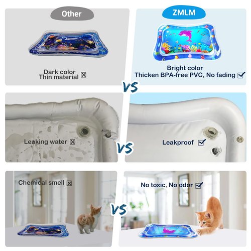 ZMLM Baby Tummy Time Water Mat, Infant Baby Toy Water Play Mat Inflatable Sensory Babies Valentines Day Easter Gifts for Kids Small Pad Newborn 3 6 9 12 Month Boy Girl Toddler