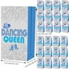 HAPPARTY Dancing Queen Party Favor Gift Bags 24Pcs with Disco Ball Stickers,for Dancing Queen 17th Birthday Goodie Bags Music Opera Mia Party Decorations,Blue Let's Go Girl Candy Treat Bags