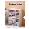Feadily 2PCS Small Drawer Organizer for Desk, Desktop Drawer Organizer with 9 Clear Drawers, Plastic Desktop Storage Drawers 7.1" x 3 .9" x 4.7", White