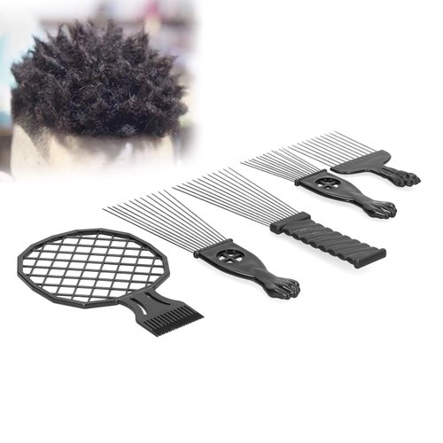 Afro Pick Combs Metal Hair Pick, Afro Comb Metal Pick Comb Afro Braid Pick Hairdressing,5pcs/set Afro African Hair Pick Comb Comb Set
