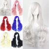32 Inch Long Curly Wavy Silver Wigs for Women Party Long Wigs for Girls Cosplay Party Daily Use (Silver)