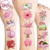Cherry Blossom Temporary Tattoos (8 Sheets 80PCS) Flowers Party Decorations Supplies Favors Japanese Theme Birthday Cute Stickers Christmas Gifts for Boys Girls Class School Prizes Carnival