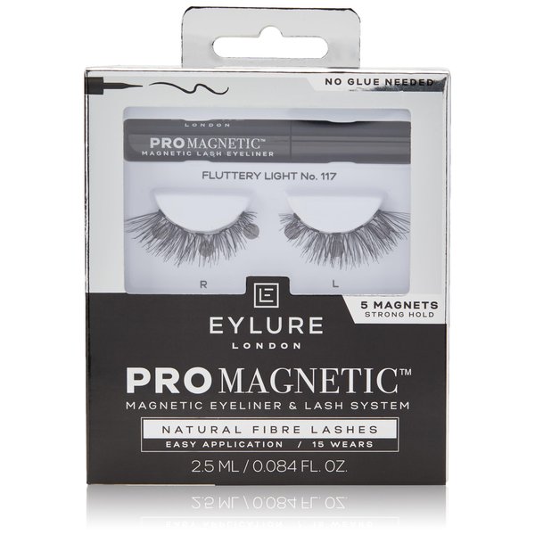 Eylure PROMAGNETIC Eyeliner & Lash Kit, No 117 Natural Fiber Eyelashes, Black
