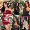 Isaic Clip in Hair Extensions, Dark Brown Hair Extensions Clip in Wavy Layered 16 inch 5PCS Synthetic Hair Extensions Invisible Lace Weft Thick Long Hairpiece for Women Daily Use