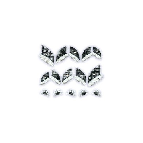 Black & White Net Lace w/Rhinestone Asymmetric French Tip Nail Stickers/Decals