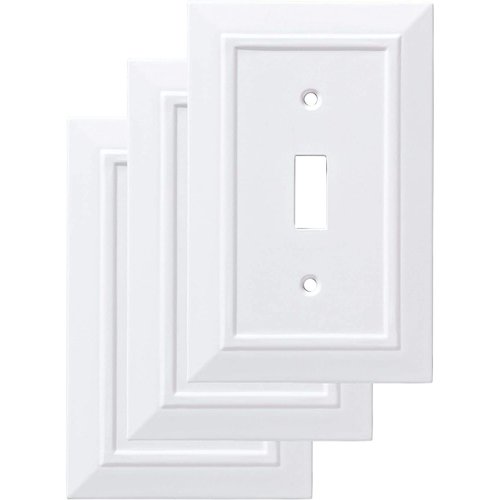 Franklin Brass Classic Architecture Wall Plate, Pure White Single Casual Switch Cover, 3-Pack, W35241V-PW-C