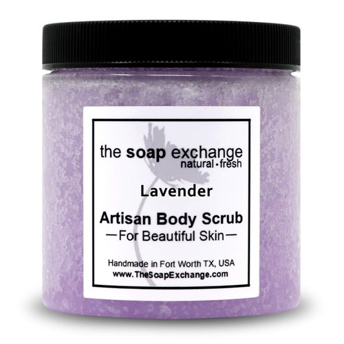 The Soap Exchange Sugar Body Scrub - Lavender Scent - Hand Crafted 8 fl oz / 240 ml Natural Artisan Skin Care, Shea Butter, Exfoliate, Moisturize, & Protect. Made in the USA.