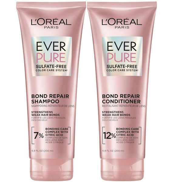 L'Oreal Paris EverPure Sulfate-Free Vegan Hair Care Kit - Shampoo and Conditioner to Strengthen and Repair Hair Bonds (Packaging May Vary)