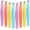 16 Pieces Slanted Tweezers, Eyebrow Slanted Tip Tweezers Precision Stainless Steel Eyebrow Tweezers for Eyebrows, Ingrown Hair, Facial Hair and Lash Extension (Orange, Purple, Blue, Yellow)