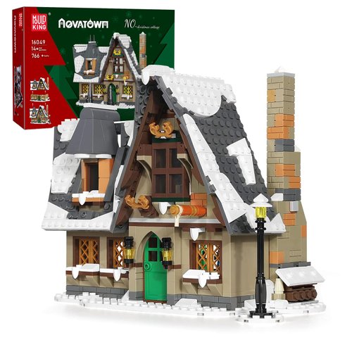 Mould King 16049 Christmas Cottage Building Blocks Kit, Christmas Village Snow House Building Model, Xmas Decoration Gifts Toys for Girls and Boys, Kids/Adult (766 PCS)