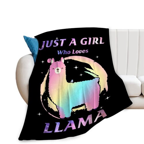 Llama Blanket for Girls Boys Alpaca Blanket Llama Gifts Just A Girl Who Loves Llama Throw Blanket Super Soft Warm Cozy Alpaca Plush Fleece Blanket for Kids Bed Decor 40"X50"