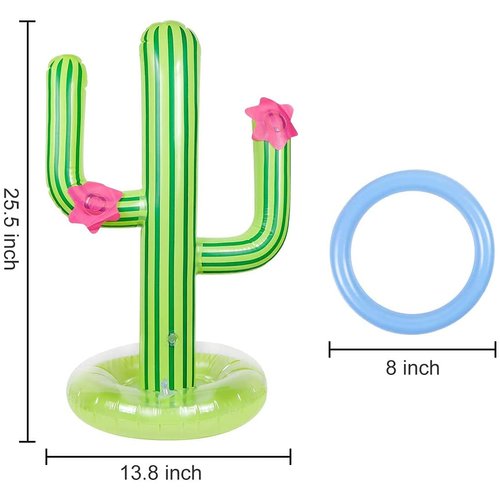 3 Pack Inflatable Cactus Ring Toss Game Sets,Cactus Pool Game Toys Target Toss Floating Swimming Summer Game Toys for Mexican Fiesta Party Accessories Hawaiian Pool Beach Party Decoration Supplies