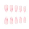 RikView French Tip Press on Nails Medium Nails for Women Almond Acrylic Nails Pink Nails with Flowers Design