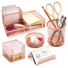 Paper Junkie Rose Gold Desk Organizer Set for Home Office Supplies and Accessories, Includes Mesh Wire Pen, Pencil, Business Card, Note, and Paper Clip Holders