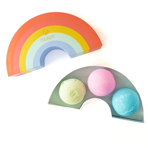 Musee Rainbow Bath Bomb Set | Relaxing Aromatherapy Bath Bombs | Gift Set for Women |Contains 3 Organic Bathbombs |Perfect Birthday Gifts | Paraben-Free & Sulfate Free | Handmade in The USA