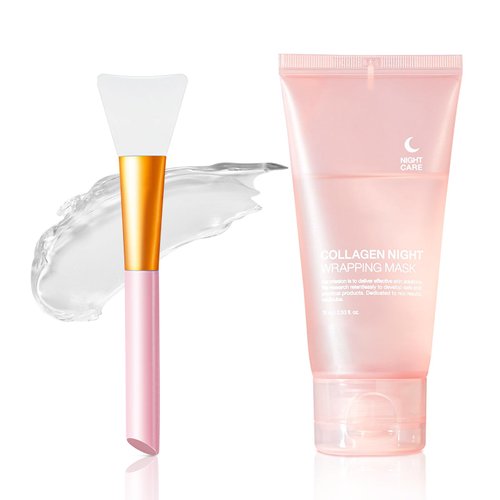 Josmon Collagen Night Wrapping Mask,Overnight Peel Off Mask, Facial Collagan Wrapping Mask for Elasticity & Hydration, Reduce Sagging & Dullness, Tight Skin, 2.53 fl.oz(Brush Included)