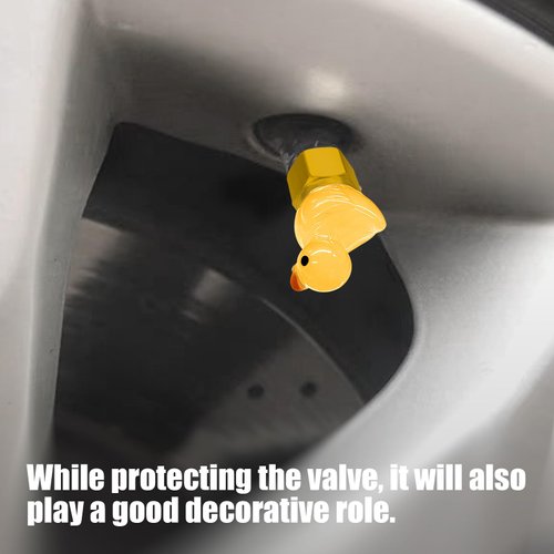 GOOTHX Tire Valve Stem Cap, 4 pcs Glow-in-The-Dark Cute Duckling Tire Valve Cap, Universal for Cars, Motorcycles, Trucks, and Bicycles.(Yellow)