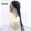 melody wig 1B Black Double Braid Middle Part Synthetic Lace Front Wigs For Women Heat Resistant Fiber Hair 24''