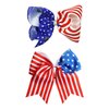 Women Girls Hair Bow Clips, 8 Inch Grosgrain Ribbon Hair Bows American Flag Hair Clip Stripe Star Hair Tie Ponytail Holder Jumbo Cheer Bow for 4th of July TSFJ46 (Hair Tie Clip Set)