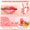BANGFENG Big Brush Head Lip Glow Oil Plumping Tint, Tinted Lip Balm Transparent Lip Care, Moisturizing Non-sticky Fresh Shiny Texture Lip Oil - Strawberry (Pink)