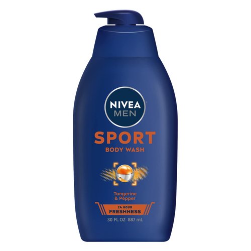 Nivea Men Sport Body Wash for Men with Revitalizing Minerals, Men Body Wash, 30 Fl Oz Pump Bottle