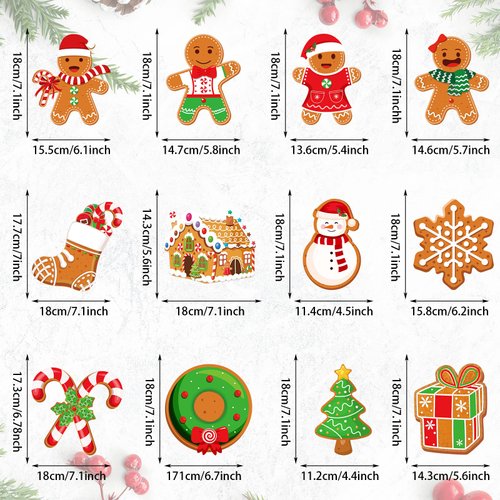 52 Pcs Christmas Gingerbread Man Party Hanging Swirl Decorations, Merry Gingerbread Man Snowflake Christmas Tree Ceiling Hanging Streamers Swirl for Xmas Winter New Year Holiday Party Supplies