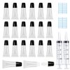 AMORIX 50PCS Lip Gloss Tubes 5ml Black Cap Lip Gloss Containers Empty Lip Balm Tubes Refillable Cosmetic Squeeze Lipgloss Tubes + 2 x 20ml Syringes Tag Labels for DIY Lip Gloss Base Glitter