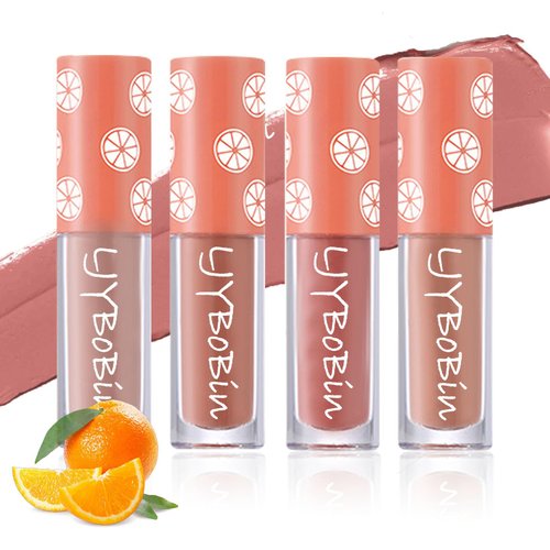 4Pcs Matte Liquid Lipstick Set,Nude Lipstick Pigmented Long Lasting Non-Stick Cup Velvet Lip Gloss Makeup Set,Waterproof Matte Lipstick Lip Stain Lip Makeup Gift Lipgloss Sets for Women