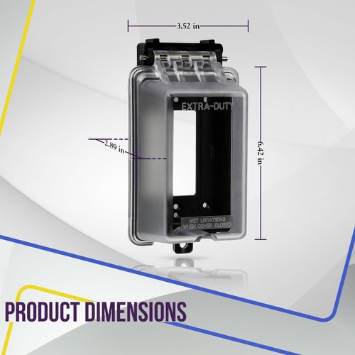 ENERLITES Outdoor Outlet Cover Extra-Duty in-Use Weatherproof Outdoor Decorator/GFCI Receptacle Outlets, Weatherproof Enclosure, 1-Gang 6.1”H x 3.4”W x 2.8”D, Clear Cover, IUC1V-D-2PCS, 2 Count