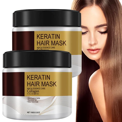 MISEDI Collagen Hair Mask, 2PCS - For Damaged Hair, Keratin Protein & Coconut Oil, Argan Oil, 0.01 Fl Oz (30 ml) - Hair Treatment for All Hair Types