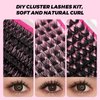 DIY Eyelash Extension Kit Individual Lashes Cluster D Curl Mix Lash Clusters with Bond and Seal and tweezers kit Lash Extensions (30D+40D)