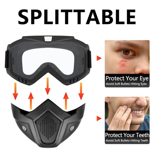 YScare Tactical Mask Compatible with Nerf Rival, Apollo, Zeus, Khaos,Atlas, & Artemis Blasters Rival Airsoft Mask,Black Detachable Masks with Goggles for Shooting Game Cycling Christmas Cosplay Party…