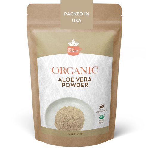 Organic Aloe Vera Powder for Skin & Hair – 16 oz. - Aloe Barbadensis - Nourishing Face Mask for Natural Beauty, USDA Certified Organic & Non-GMO