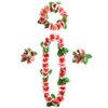 Hawaiian Leis Flower Headband Wristbands Tropical Hawaii Luau Leaf Necklace Bracelets Hair Hoops Wreath Women Headpiece Hair Bands Cosplay Costume Summer Beach Vacation Pool Party Decoration 24 Pack